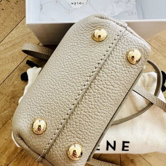 $1195 Authentic POLENE Numero Un Taupe Made in SPAIN Micro Mini Crossbody Bag - Picture 7 of 11